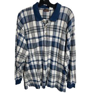 Sedgefield Flannel Shirt Mens L Blue White Striped Long‎ Sleeve Lined Pullover